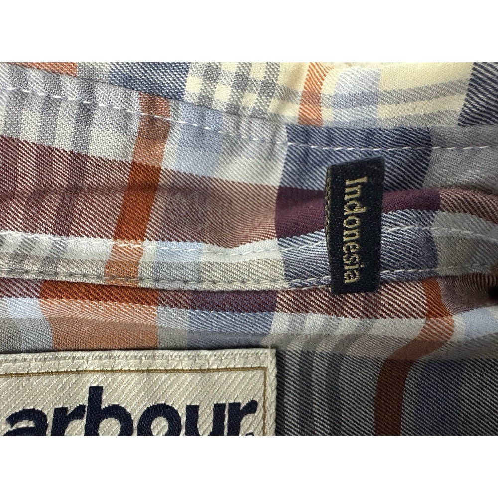 Barbour Plaid Button Down Shirt Blue Red White ~ Long Sleeve Mens XL ~ Pocket - Picture 9 of 16